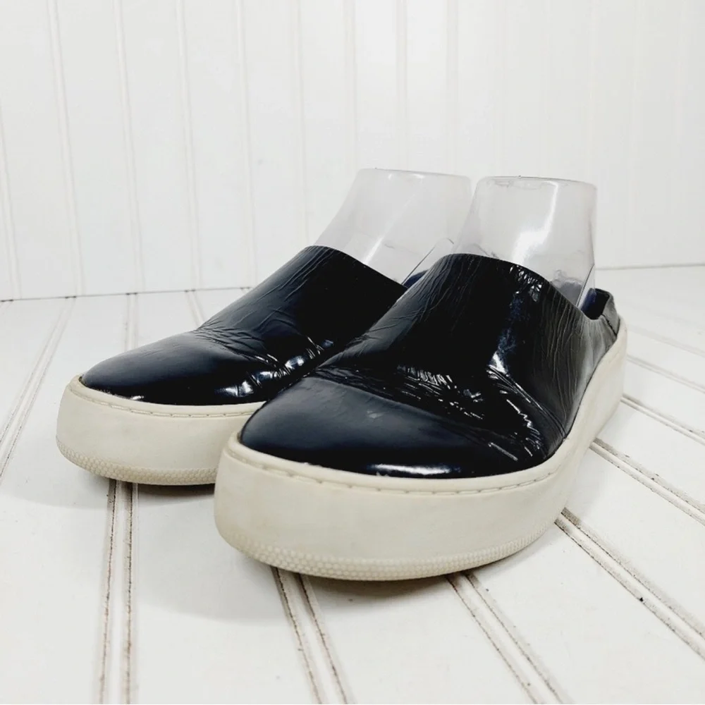 Free People Wynwood Patent Leather Mule Sneakers Black Slip On Shoe EU 38 US 7.5